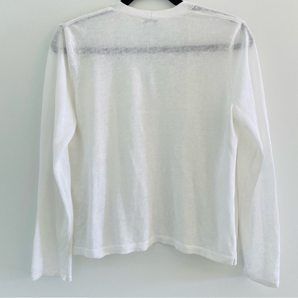 J.Jill Linen Blend Open Front Cardigan White Sz Small Petite - Picture 4 of 14
